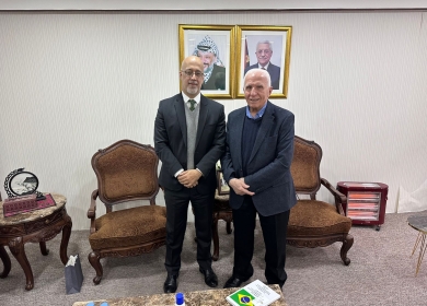 الأحمد يستقبل ممثل جمهورية البرازيل لدى فلسطين ويطلعه على آخر التطورات